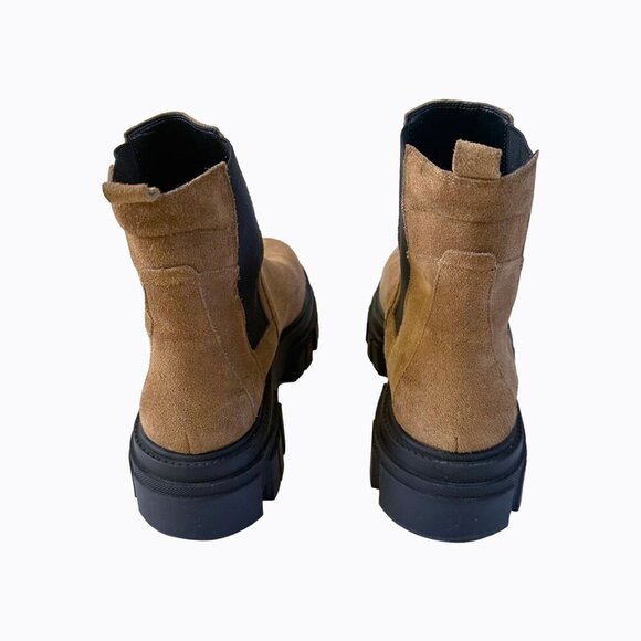 Marc Fisher Ankle Boot Brown 9 Chunky Lug Platform Suede Leather Y2K 90s Grunge - Picture 5 of 9